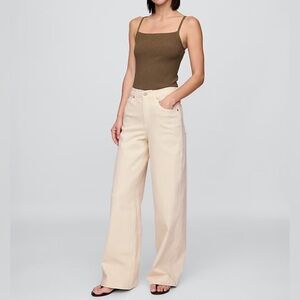 Gap High Rise Stride Wide-Leg Jeans in Pebble